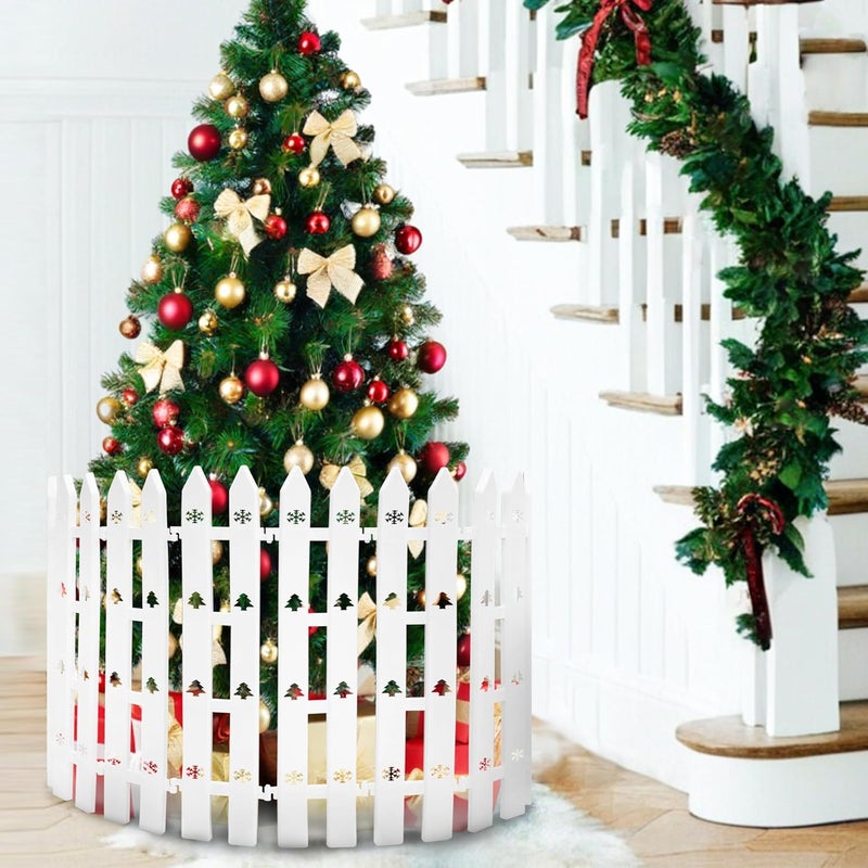 SORANGEUN Extra Height 24” Christmas Tree Fence, 24pcs Christmas Tree Gate, White Christmas Fence Decorations for Cat, Small Dog, Suit for Christmas, Birthday, Wedding Decoration - Image 5